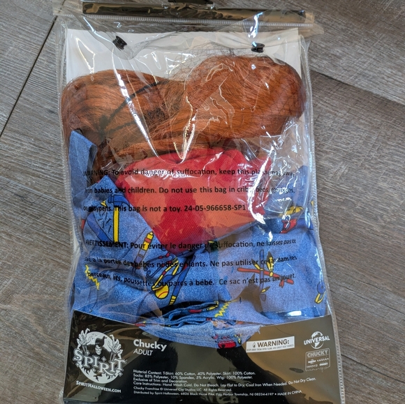 Spirit Chucky Costume with Blue Dress and Red Accents - Picture 5 of 5